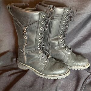 Harley-Davidson Black Moto Boots with Side Zippers